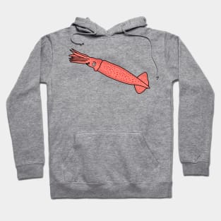 Pink happy squid cartoon illustration Hoodie